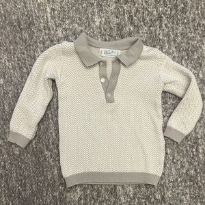 EEUC Feltman Bros. Gray Chevron Polo knit pullover sweater 12mo